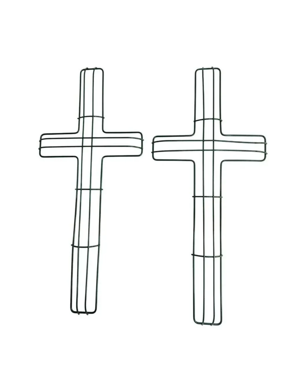 Green Wire Floral Wreath Cross Frames Set of 2 Small 7x16 Memorial Day Easter Ch